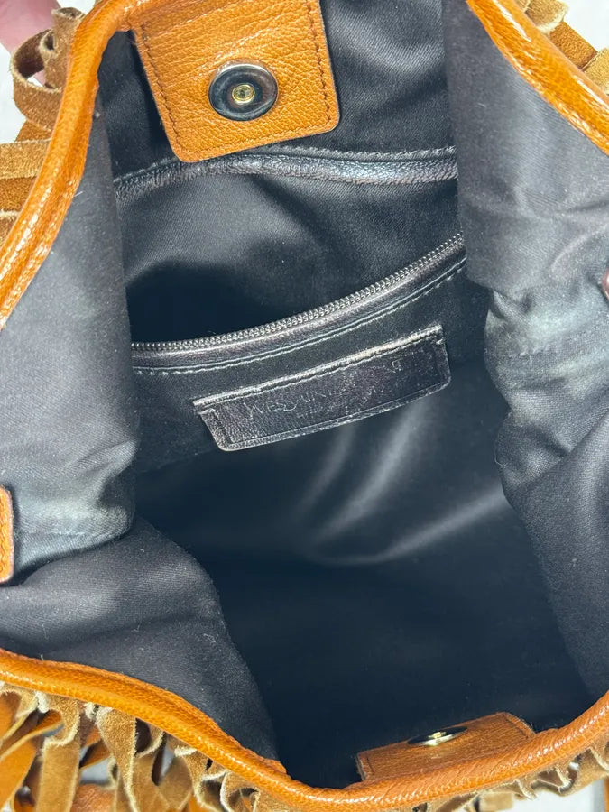 Yves Saint Laurent Camel Golden Circles & Fringes Suede Bag ppjsFeA 11