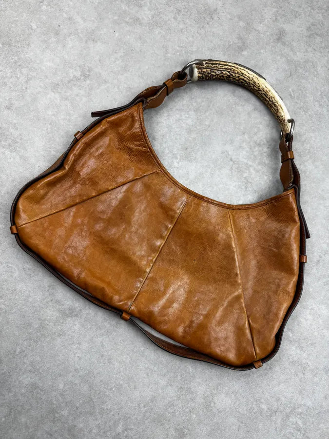 AW2002 Yves Saint Laurent Brown Leather Mombasa Shoulder Bag BWwcCpM 4