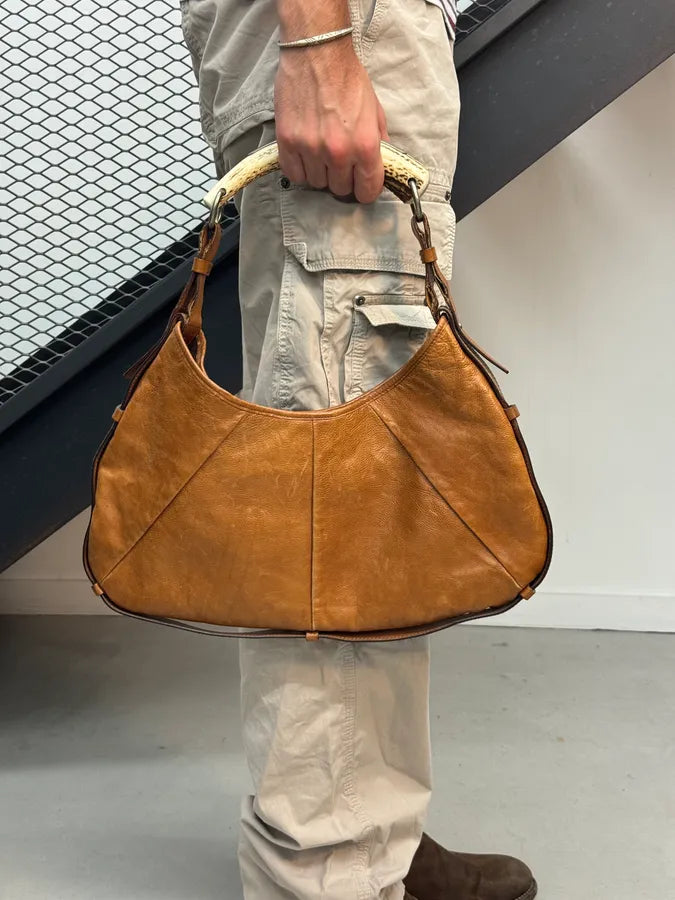 AW2002 Yves Saint Laurent Brown Leather Mombasa Shoulder Bag BWwcCpM 2