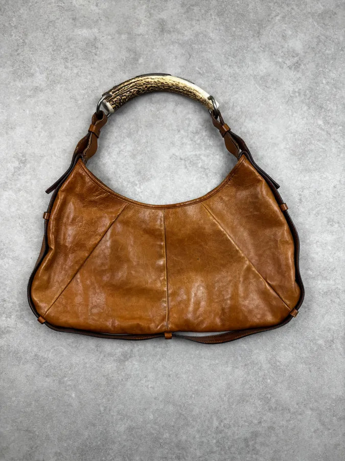 AW2002 Yves Saint Laurent Brown Leather Mombasa Shoulder Bag BWwcCpM 1