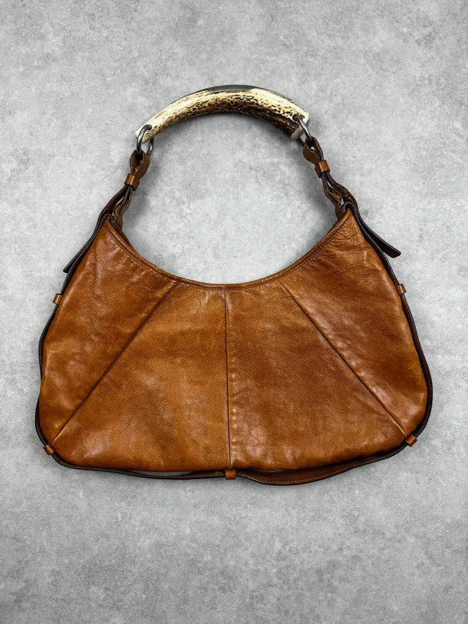AW2002 Yves Saint Laurent Brown Leather Mombasa Shoulder Bag BWwcCpM 0