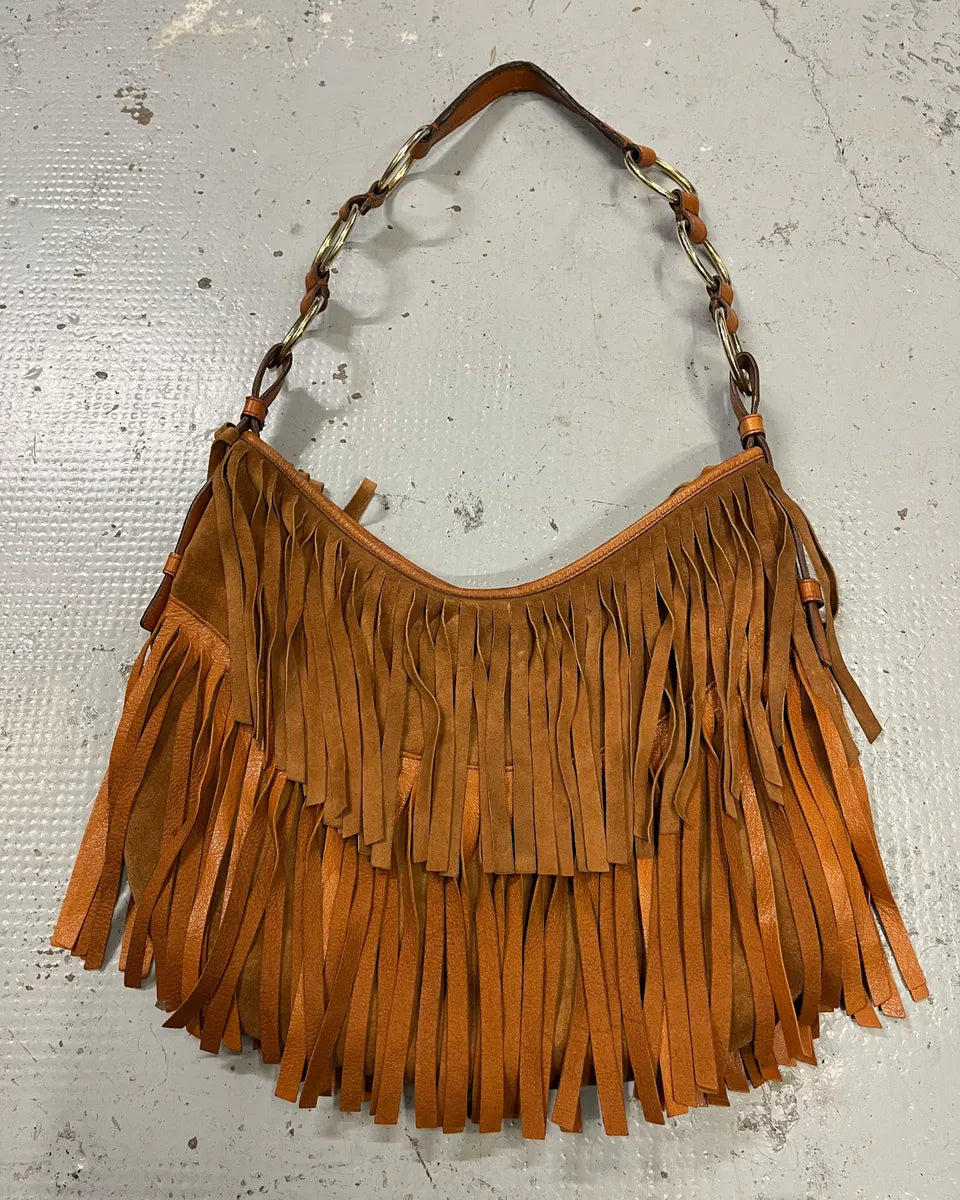 Yves Saint Laurent Camel Suede Layered Fringe Hobo Bag ZuvtmHq 0