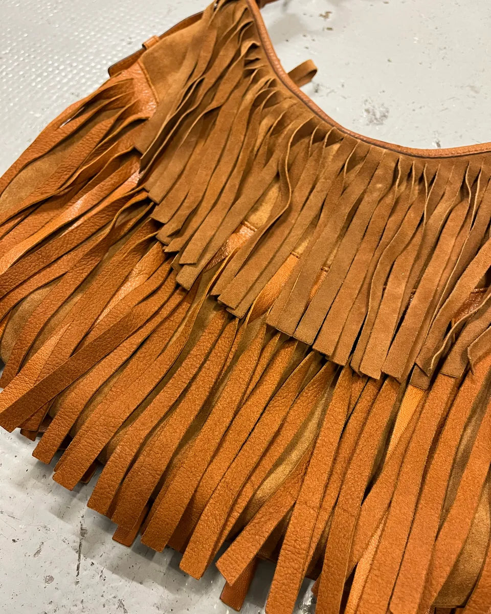 Yves Saint Laurent Camel Suede Layered Fringe Hobo Bag ZuvtmHq 4