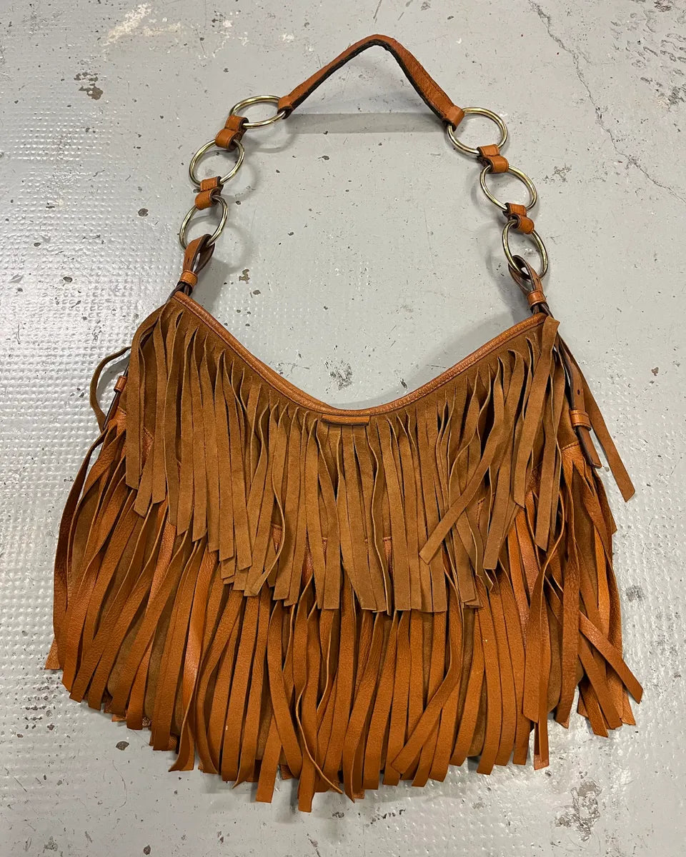 Yves Saint Laurent Camel Suede Layered Fringe Hobo Bag ZuvtmHq 6