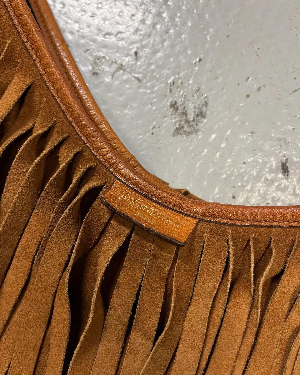 Yves Saint Laurent Camel Suede Layered Fringe Hobo Bag ZuvtmHq 7
