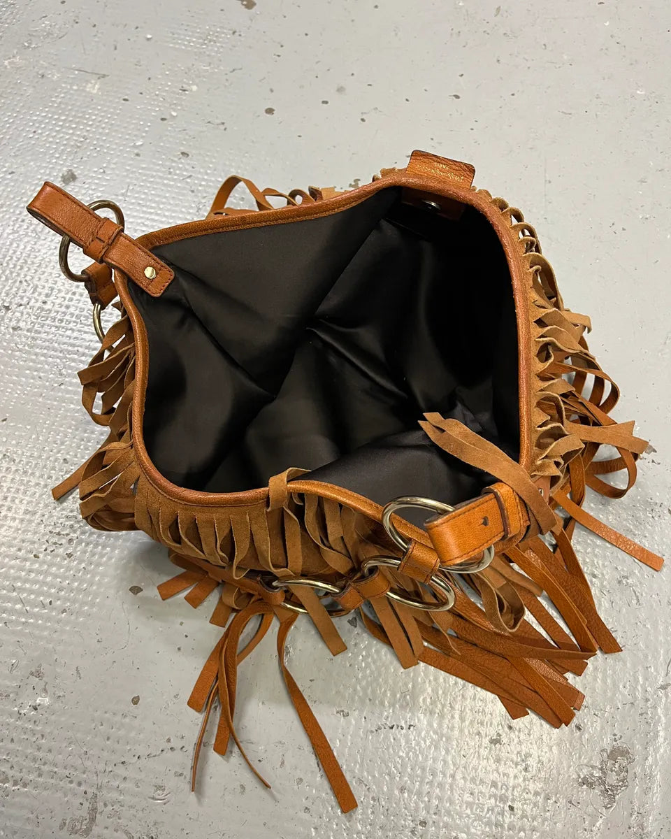 Yves Saint Laurent Camel Suede Layered Fringe Hobo Bag ZuvtmHq 8