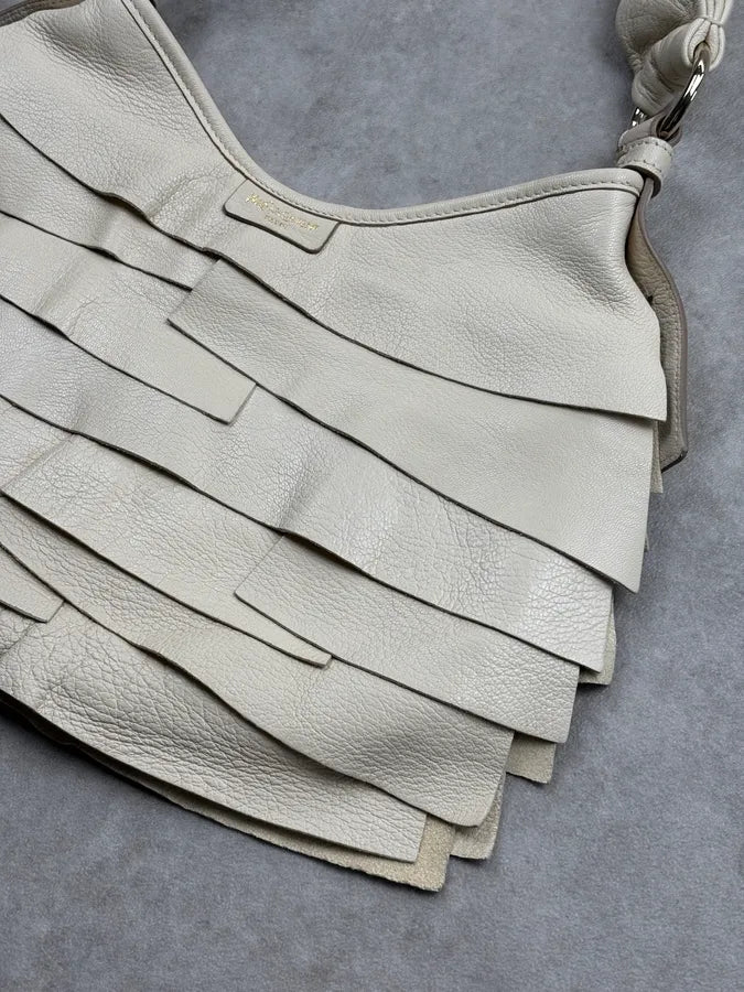 Yves Saint Laurent Cream Leather Ruffle Handle Bag yrLXTJd 5