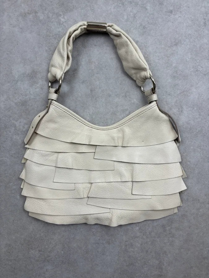 Yves Saint Laurent Cream Leather Ruffle Handle Bag yrLXTJd 9