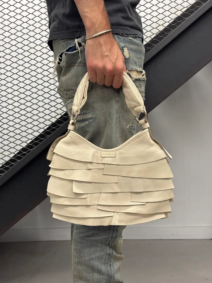 Yves Saint Laurent Cream Leather Ruffle Handle Bag yrLXTJd 1