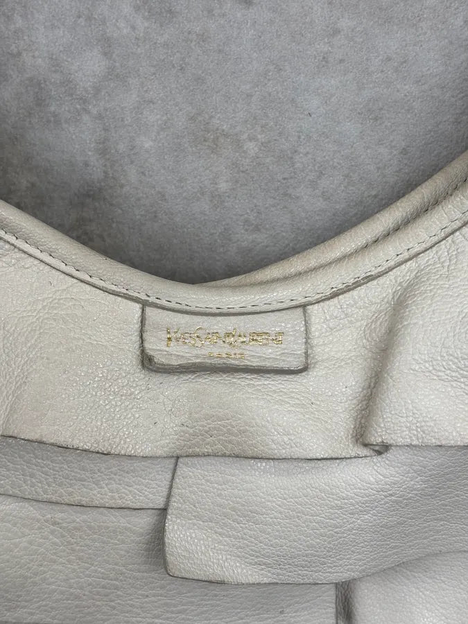 2000s Yves Saint Laurent Cream Leather Saint Tropez Handle Bag zEfCOUm 5