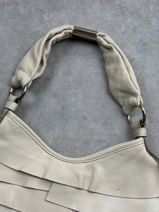 Yves Saint Laurent Cream Leather Ruffle Handle Bag yrLXTJd 8