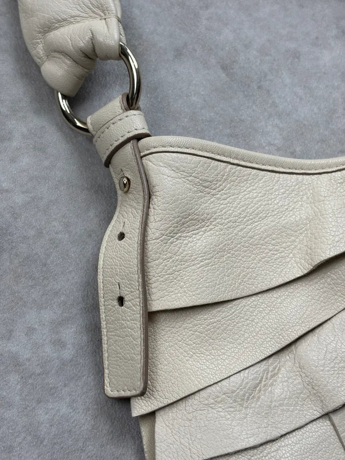 Yves Saint Laurent Cream Leather Ruffle Handle Bag yrLXTJd 12