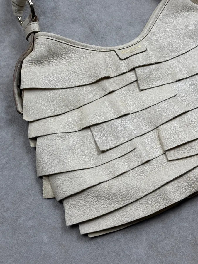 Yves Saint Laurent Cream Leather Ruffle Handle Bag yrLXTJd 6