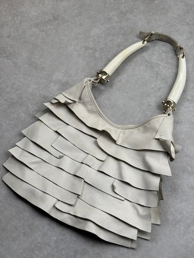 2000s Yves Saint Laurent Cream Leather Saint Tropez Handle Bag zEfCOUm 3