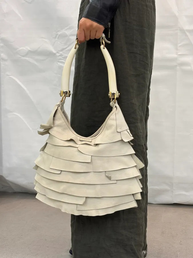 2000s Yves Saint Laurent Cream Leather Saint Tropez Handle Bag zEfCOUm 1