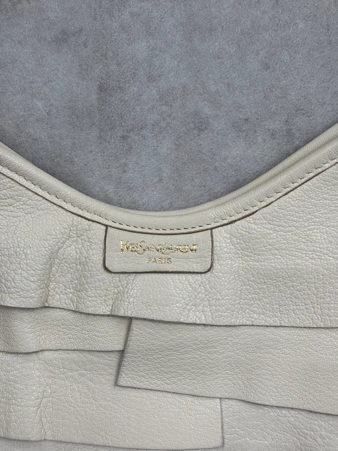 Yves Saint Laurent Cream Leather Ruffle Handle Bag yrLXTJd 4