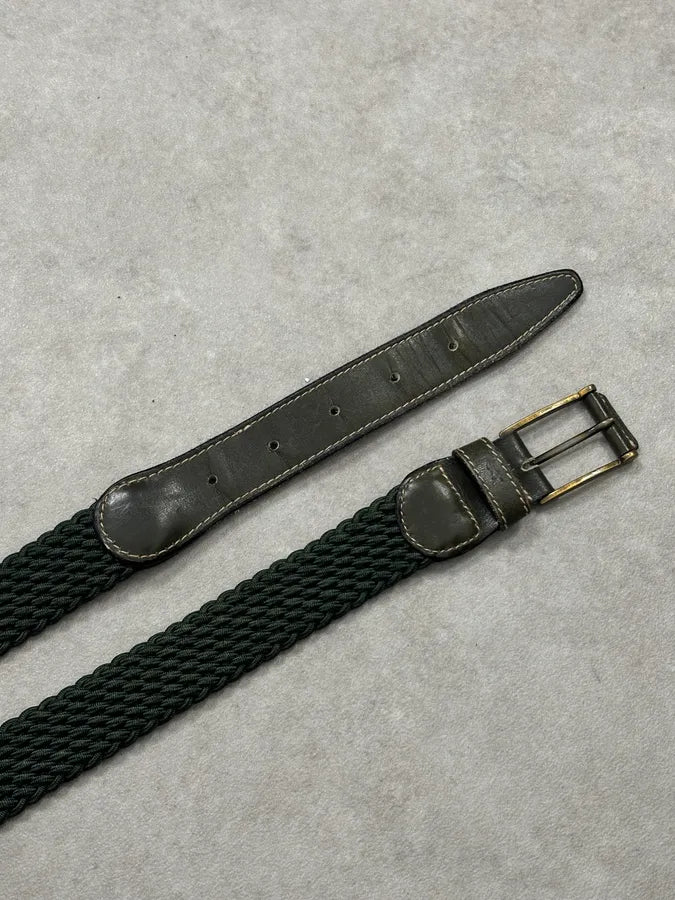 Yves Saint Laurent Dark Green Braided Cord Leather Belt sfMiFoU 4