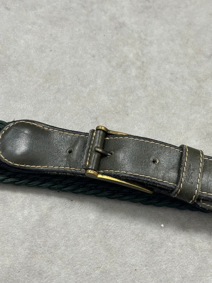 Yves Saint Laurent Dark Green Braided Cord Leather Belt sfMiFoU 5