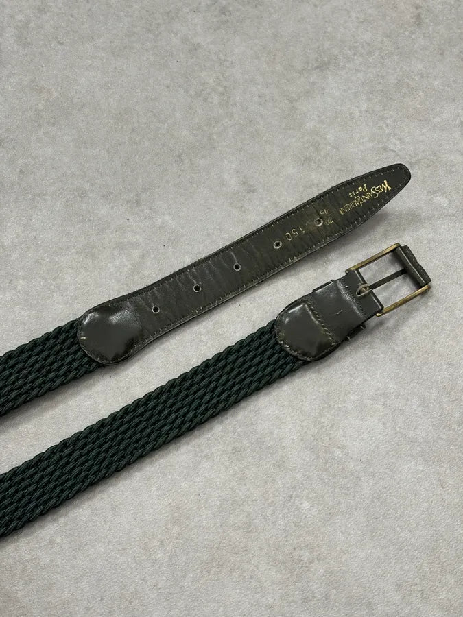 Yves Saint Laurent Dark Green Braided Cord Leather Belt sfMiFoU 3