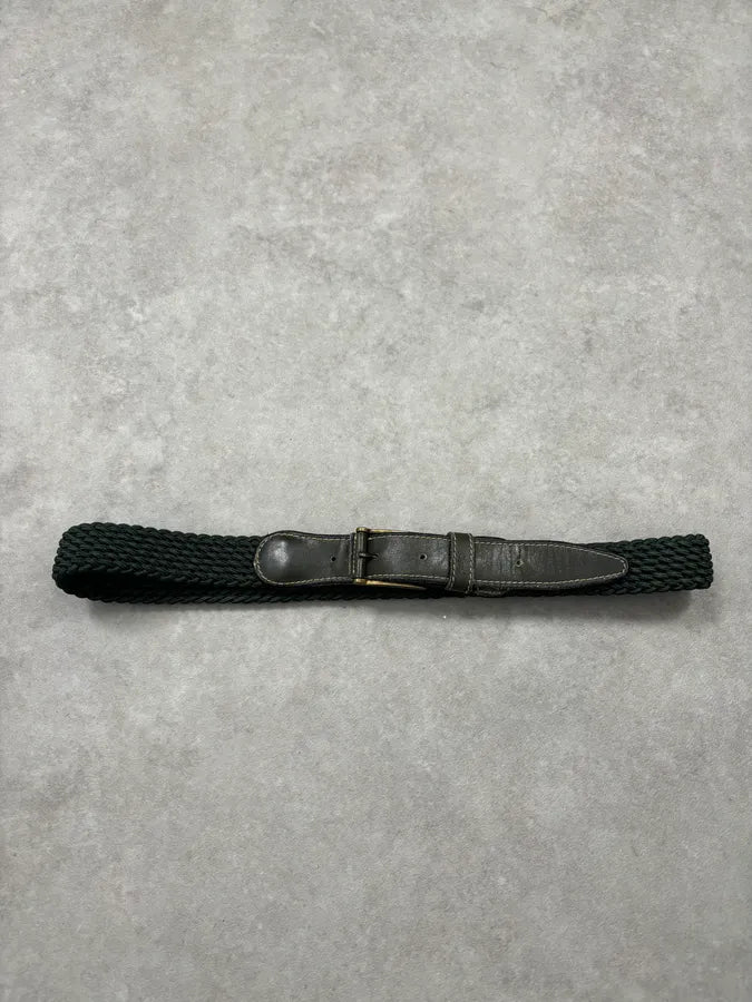 Yves Saint Laurent Dark Green Braided Cord Leather Belt sfMiFoU 2