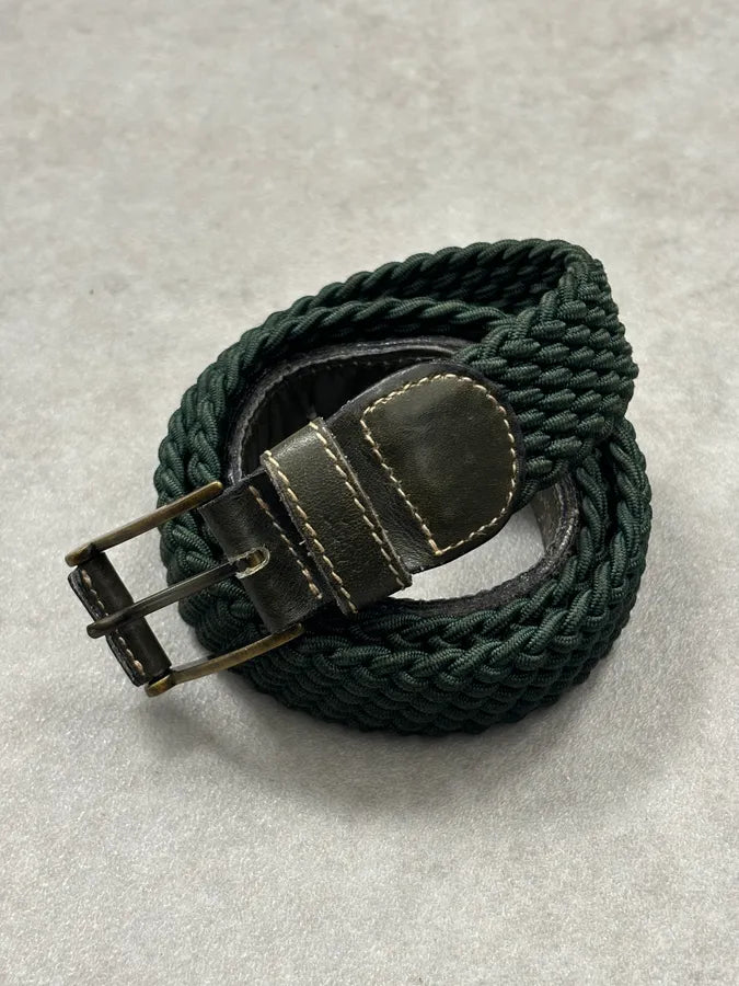 Yves Saint Laurent Dark Green Braided Cord Leather Belt sfMiFoU 8
