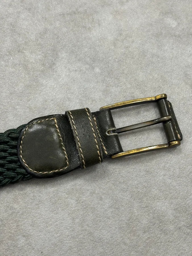 Yves Saint Laurent Dark Green Braided Cord Leather Belt sfMiFoU 7