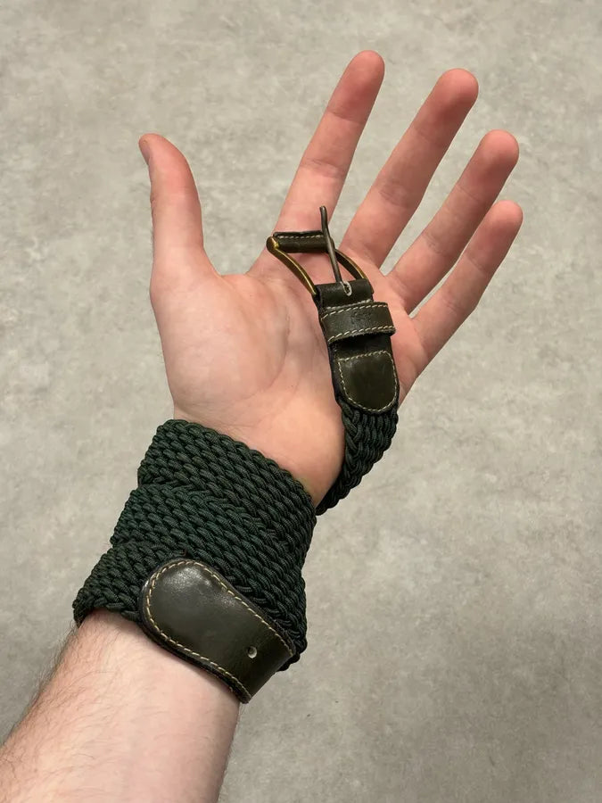 Yves Saint Laurent Dark Green Braided Cord Leather Belt sfMiFoU 1