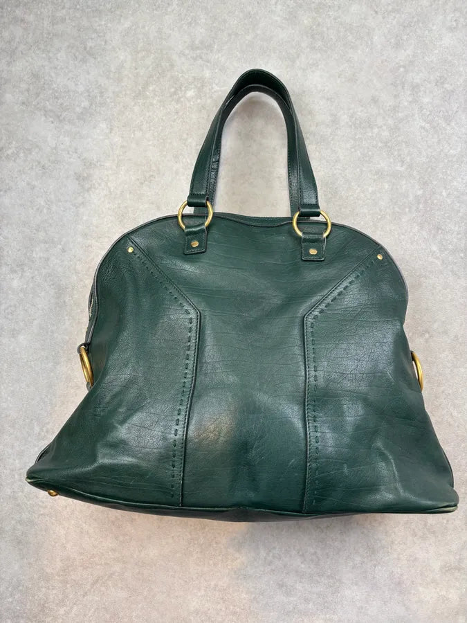 AW2008 Yves Saint Laurent Muse Dark Green Leather Handle Bag YJnCdwN 9