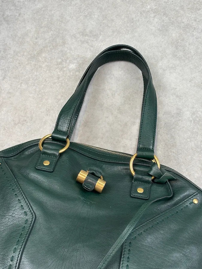 AW2008 Yves Saint Laurent Muse Dark Green Leather Handle Bag YJnCdwN 4