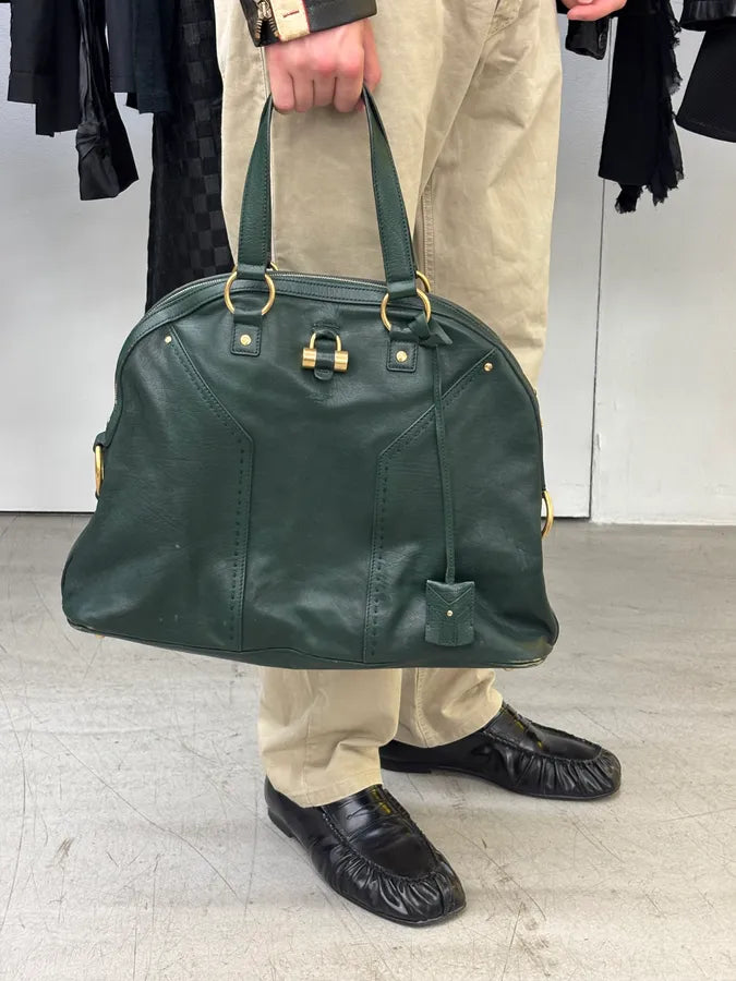 AW2008 Yves Saint Laurent Muse Dark Green Leather Handle Bag YJnCdwN 2