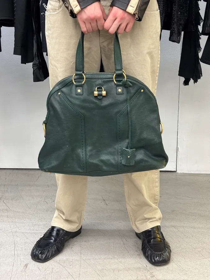 AW2008 Yves Saint Laurent Muse Dark Green Leather Handle Bag YJnCdwN 1