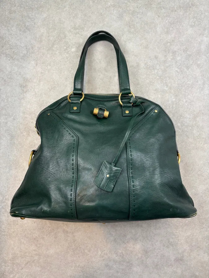 AW2008 Yves Saint Laurent Muse Dark Green Leather Handle Bag YJnCdwN 0