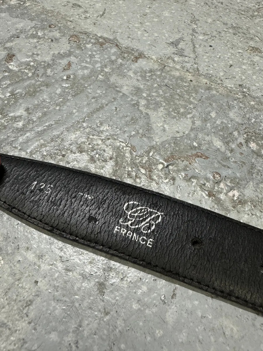 Yves Saint Laurent Dark Navy Leather Crocodile Effect Belt YmfEmdZ 5