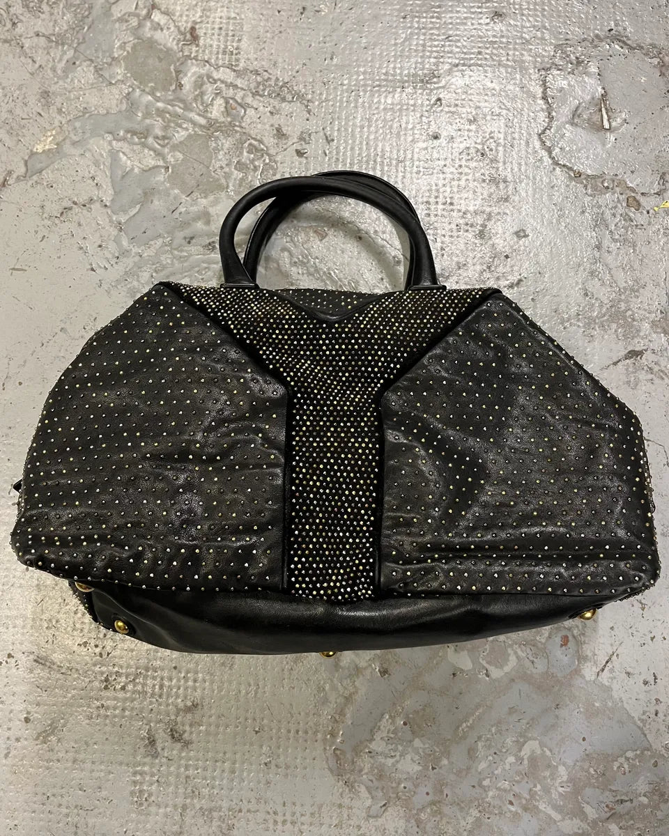 Yves Saint Laurent Easy Black Leather Studded Handle Bag zvulwJz 7