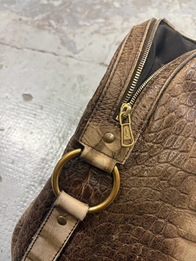 Yves Saint Laurent Easy Muse Crocodile Effect Gradient Brown Leather Bag AMBErjf 4