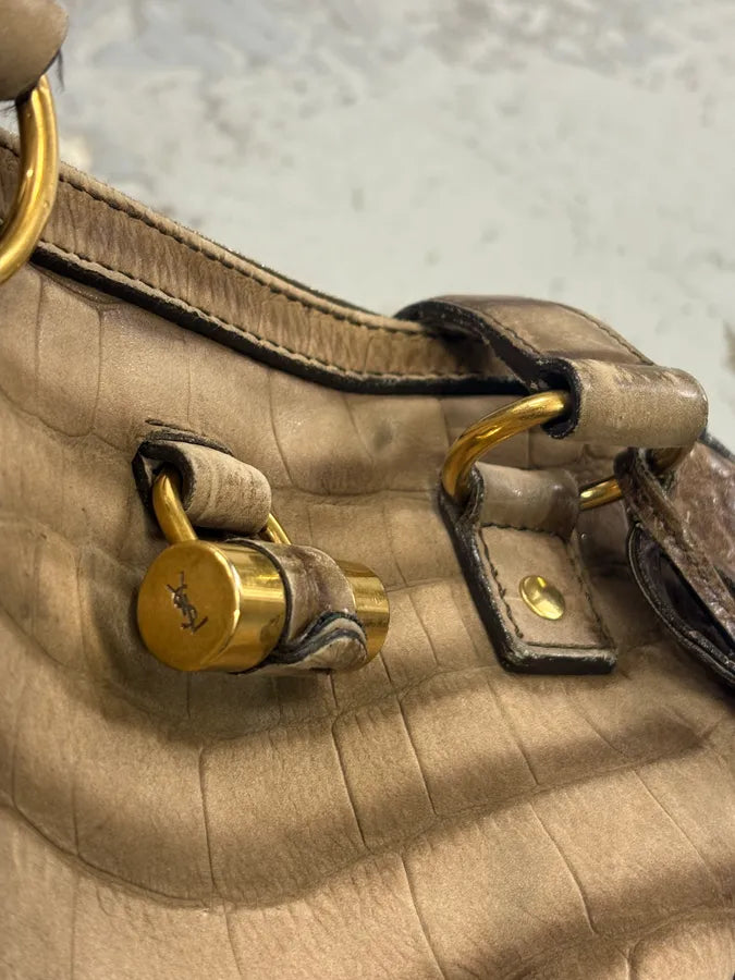 Yves Saint Laurent Easy Muse Crocodile Effect Gradient Brown Leather Bag AMBErjf 5