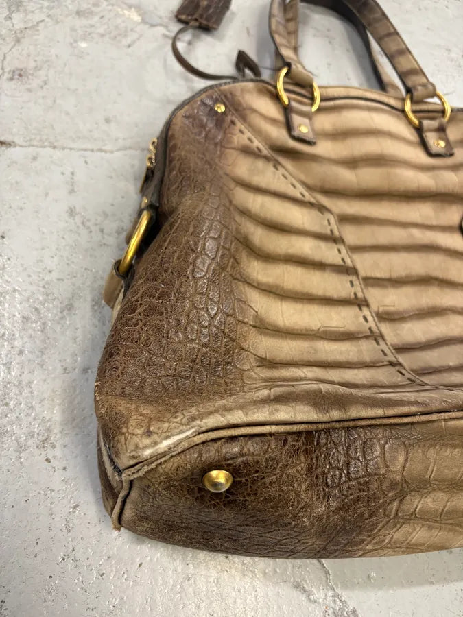 Yves Saint Laurent Easy Muse Crocodile Effect Gradient Brown Leather Bag AMBErjf 6