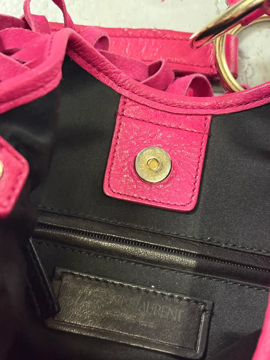 2000s Yves Saint Laurent Fuchsia Pink Suede Fringe Hobo Bag uqJGsYV 8