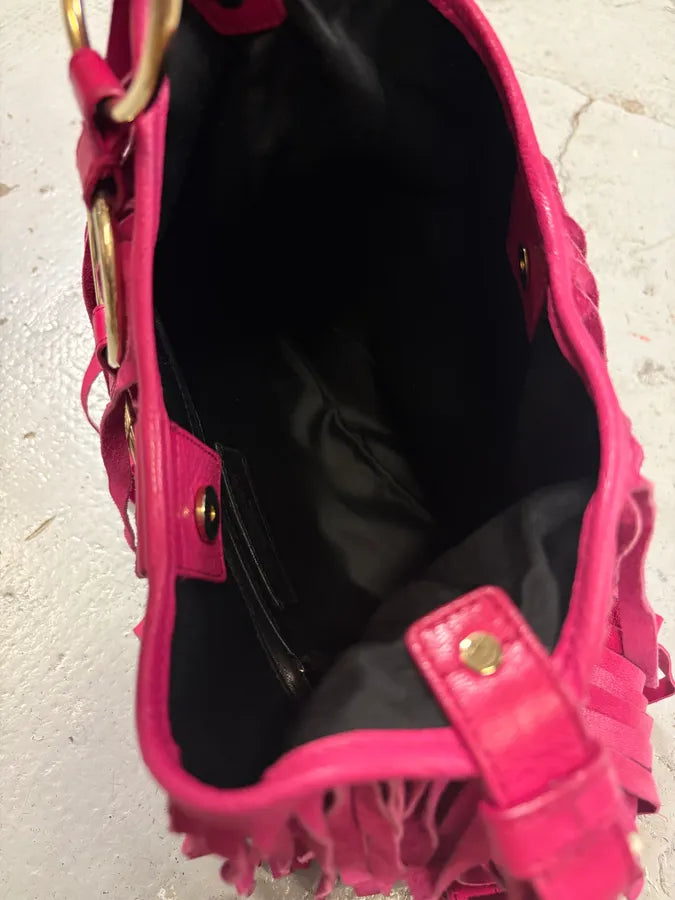 2000s Yves Saint Laurent Fuchsia Pink Suede Fringe Hobo Bag uqJGsYV 3