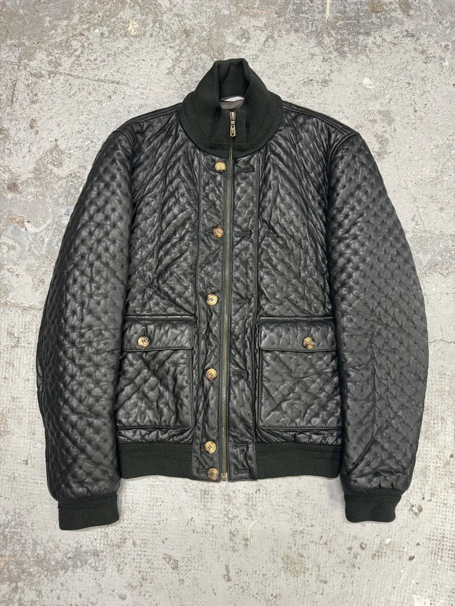 Yves Saint Laurent Green Bomber Leather Jacket ENGLFEv 0