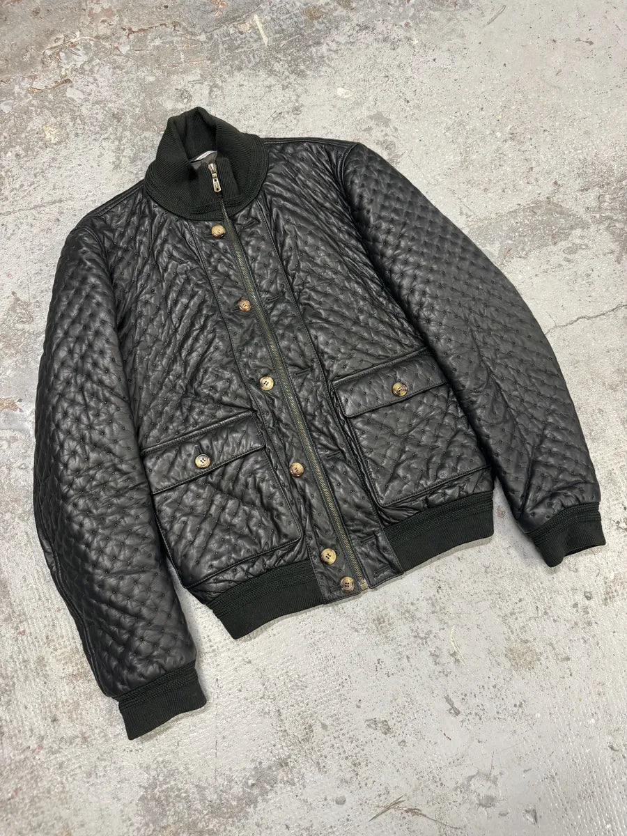 Yves Saint Laurent Green Bomber Leather Jacket ENGLFEv 2