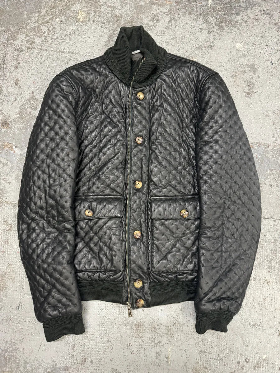 Yves Saint Laurent Green Bomber Leather Jacket ENGLFEv 3