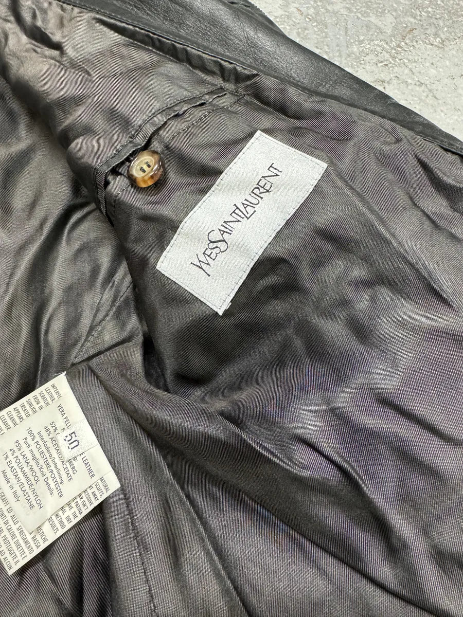 Yves Saint Laurent Green Bomber Leather Jacket ENGLFEv 5