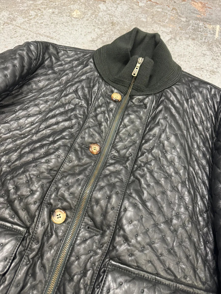 Yves Saint Laurent Green Bomber Leather Jacket ENGLFEv 8