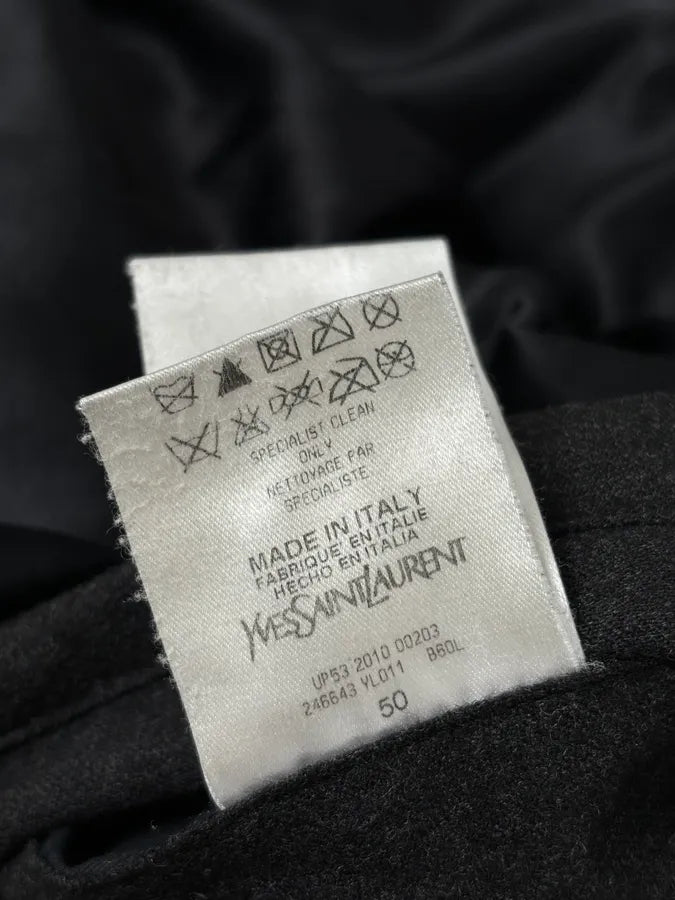 AW2010 Yves Saint Laurent Grey Wool Single-Breasted Fur Collar Jacket XuLcbTJ 11