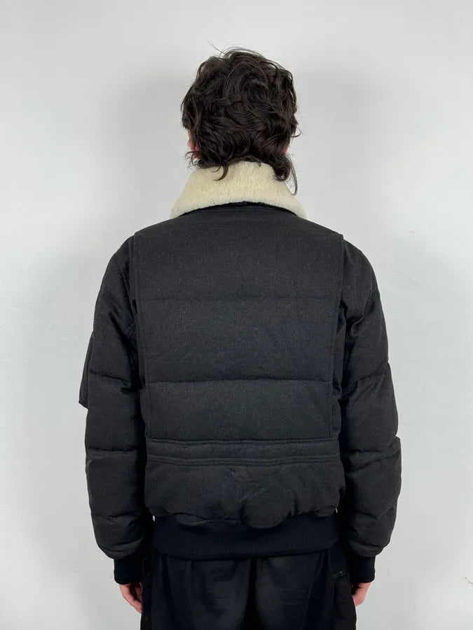 AW2010 Yves Saint Laurent Grey Wool Single-Breasted Fur Collar Jacket XuLcbTJ 2
