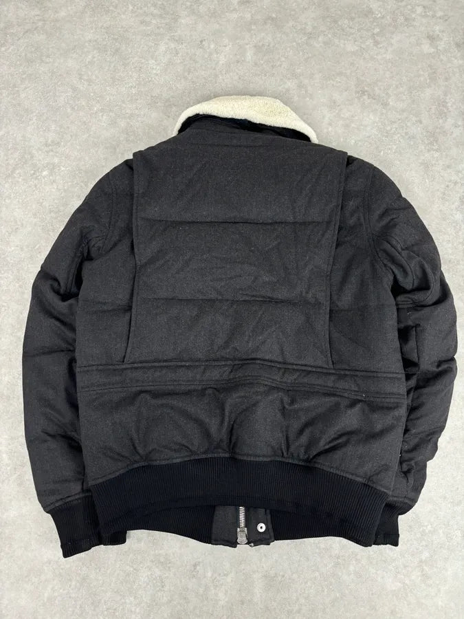 AW2010 Yves Saint Laurent Grey Wool Single-Breasted Fur Collar Jacket XuLcbTJ 4