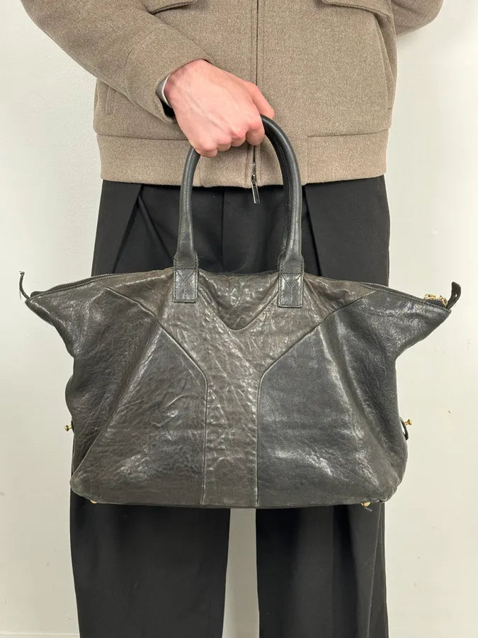 Yves Saint Laurent Grey Brut Leather Handle Bag xjgqNFk 2