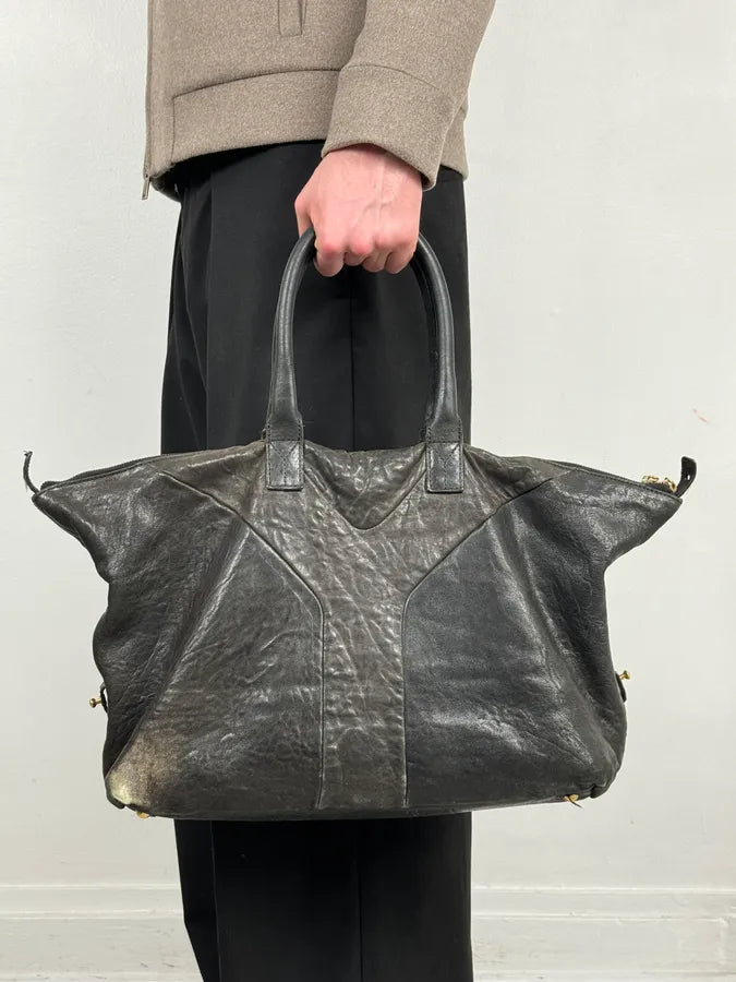 Yves Saint Laurent Grey Brut Leather Handle Bag xjgqNFk 1