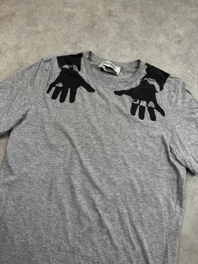 2000s Yves Saint Laurent Grey Jewel Hands Print T-Shirt IPqqacT 4
